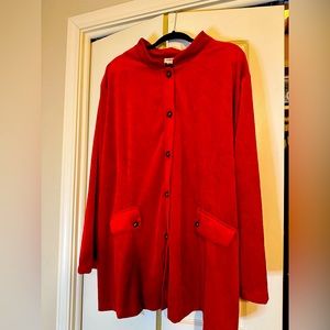Velvet red luxury-feel shirt/jacket/dress OVERSIZED 22W